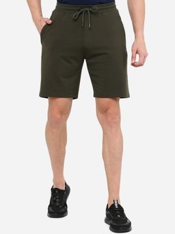 JadeBlue - Mens Dark Green Solid Regular Fit Shorts