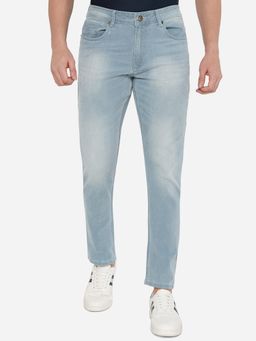 JadeBlue - Mens Ice Blue Cotton Stretch Straight Fit Solid Washed Jeans