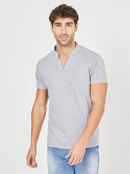 Styli - Mandarin Collar Solid Slim Fit Polo T-Shirt