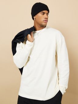 Styli - Full Sleeve Oversized Tee Cut & Sew Panel Detail