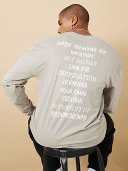 Styli - Full Sleeve Oversized Tee Back Graphic Print Detail