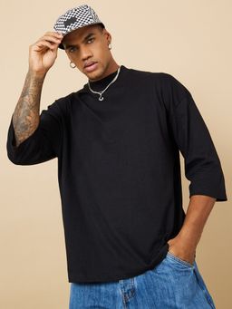 Styli - Three Fourth Sleeve Boxy T-Shirt High Neck Detail