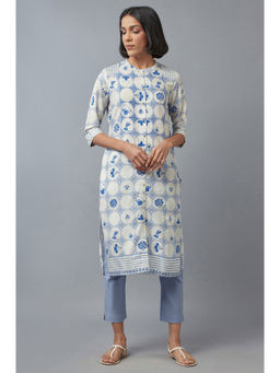 W - Blue Floral Kurta