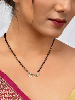 Ornate Jewels - 925 Silver 18K Gold Plated American Diamond Infinity Adjustable Mangalsutra for Women