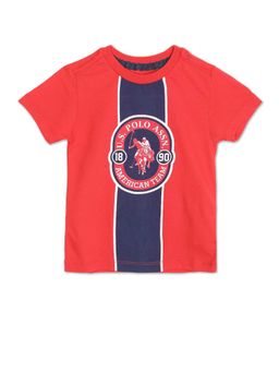 U.S. POLO ASSN. - Boys Red Crew Neck Brand Print T-Shirt