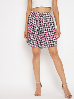 Uptownie - Women Crepe Elasticated Shorts with Belt Multi-color