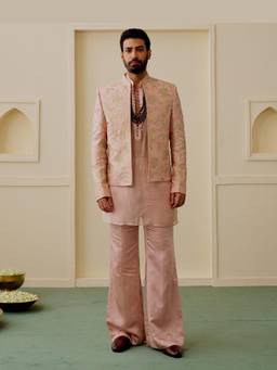 Gopi Vaid - Pink Dhir Jacket With Kurta And Pant