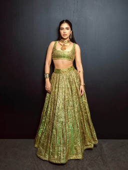 ITRH - Green Reshm Angoori Lehenga With Blouse