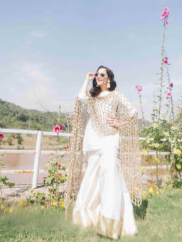 ITRH - White Saher Kurta With Sharara Dupatta
