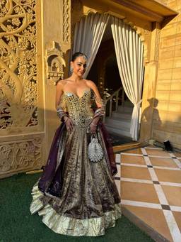 ITRH - Purple Sheesh Jamuni Lehenga With Blouse And Dupatta