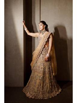 ITRH - Mrigakshi Beige Lehenga With Blouse And Dupatta