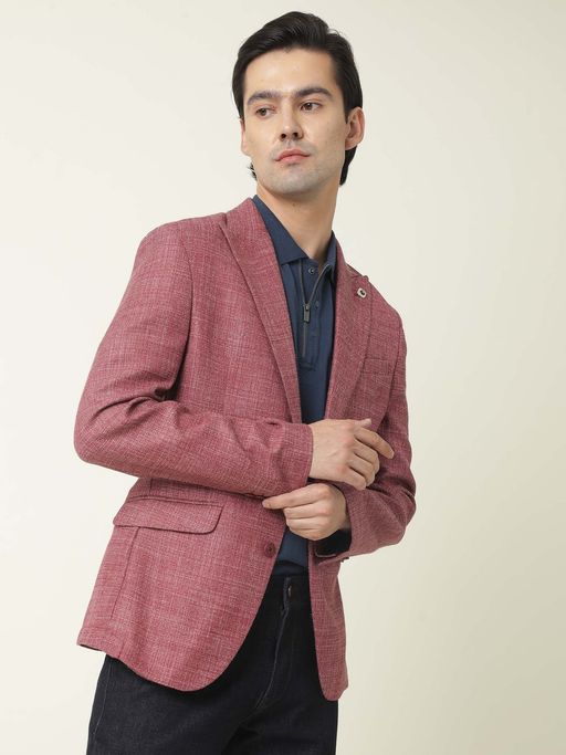 Rare Rabbit Drews Maroon Modern Textured Blazer