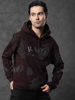 Rare Rabbit - Helio Maroon Paisley Print Hoody