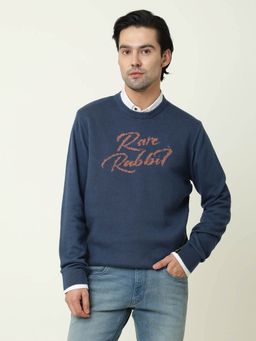 Rare Rabbit - Teedo Navy Graphic Jacquard Sweater