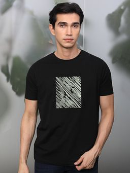 Rare Rabbit - Otter Black Graphic Printed T-Shirt