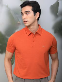 Rare Rabbit - Tunas Orange Classic Polo T-Shirt with Chest Branding