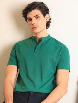 Rare Rabbit - Barrie Green Mandarin T-Shirt