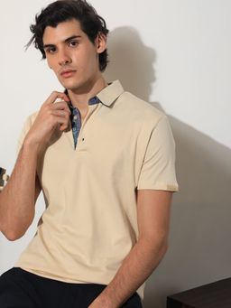 Rare Rabbit - Casca Beige Collared Neck Polo T-Shirt