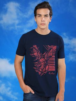 Rare Rabbit - Digiwaves 2 Navy Graphic Printed T-Shirt