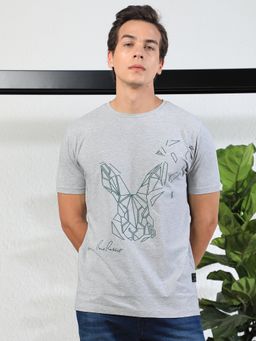 Rare Rabbit - Flames 2 Grey Logo Printed T-Shirt