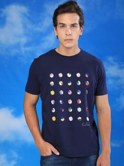 Rare Rabbit - Flipp Navy Graphic Printed T-Shirt