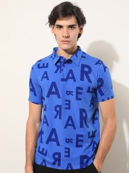 Rare Rabbit - Rocha Blue Printed Polo T-Shirt
