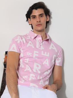 Rare Rabbit - Rocha Pink Printed Polo T-Shirt