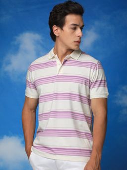 Rare Rabbit - Verdun Off White Collared Neck Polo T-Shirt