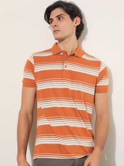 Rare Rabbit - Verdun Orange Collared Neck Polo T-Shirt