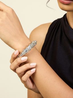 Isharya - White Mirror Boondein Bangle In 18Kt Gold Plated