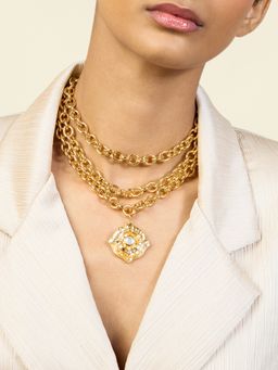 Isharya - Mughal Mirror Wide Choker In 18Kt Gold Plated