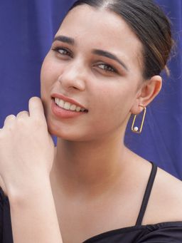 Niscka - Fancy Demi-Fine Cylindrical Gold Plated Pearl Earrings