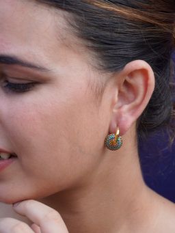 Niscka - Vibrant Gold-Plated Multicolor Hoop Earrings