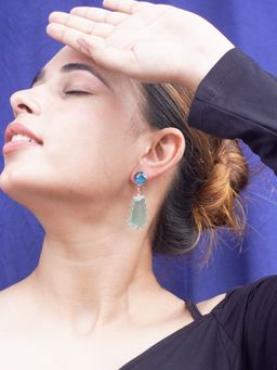 Niscka - Designer Turquoise Blue Crystal Drop Earrings