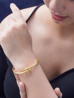 Niscka - Demi-Fine Gold-Plated Bracelet with Zircon Accents and Secure Magnet Lock