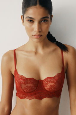 H&M - Women Red Lace Balconette Bra