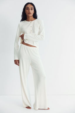 H&M - Women White Pointelle Jersey Pyjamas