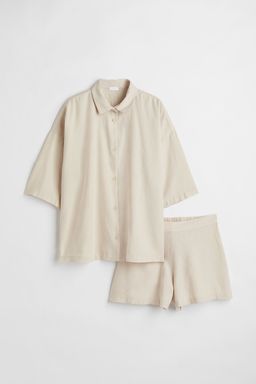 H&M - Women Beige Linen-Blend Pyjamas