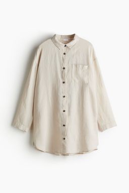 H&M - Women Beige Washed Linen Nightshirt