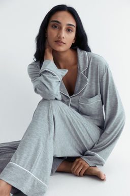 H&M - Women Grey Viscose-Blend Pyjamas