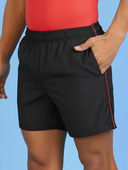 LYCOT - Black Men Solid Two Zip Pockets Beach Swim Shorts Trunk