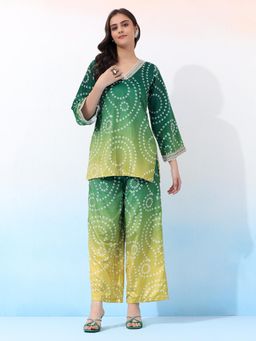 Bani Women - Velvet Two-Piece Gradient Ethnic Outfit Co-Ord (Set of 2)