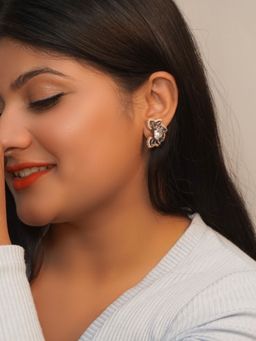 Niscka - American Diamond Rhodium Plated Statement Earring