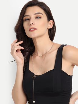 Blueberry - Pearl Detailing Gold Plated Layered Chain Necklace