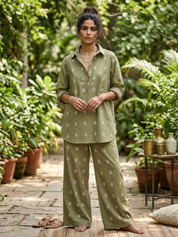 Scoup - Green Cotton Contrast Design Tunic