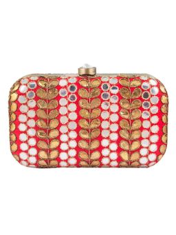 The Purple Sack - Red Embroidered Clutch