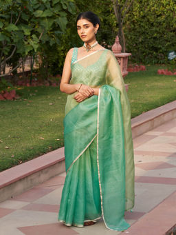 Five Point Five - Urmi Green Ombre Saree with Unstitched Blouse