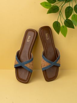 Inc.5 - Womens Blue Solid Square Toe Casual Flats