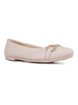 Inc.5 - Womens Cream Solid Pointed Toe Party Wear Ballerina