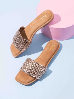 Inc.5 - Womens Rose Gold Casual Solid Square Flats